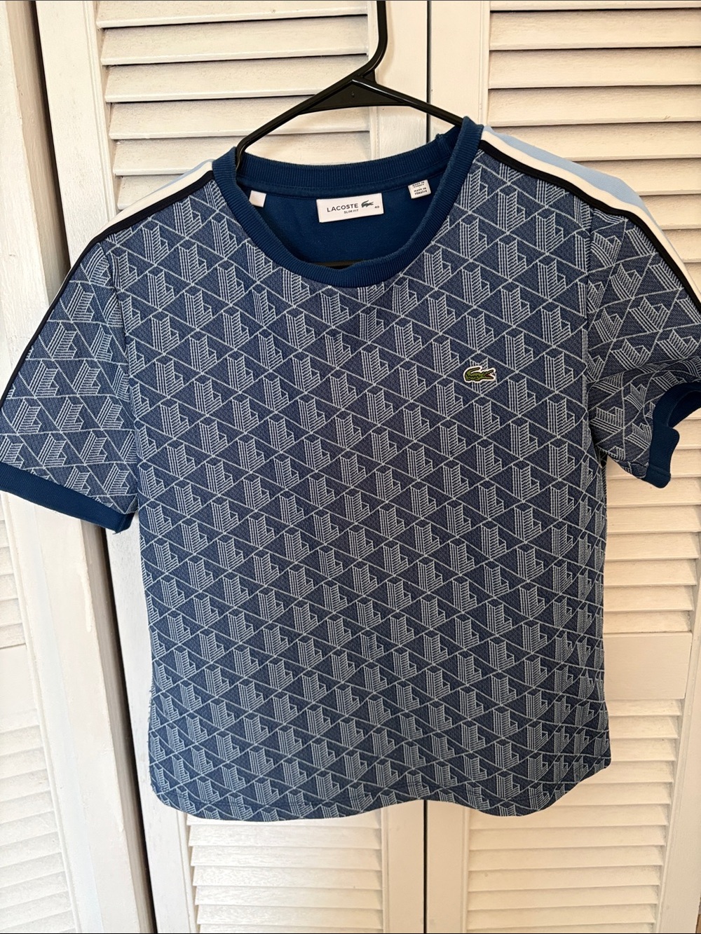 Lacoste Blue Geometric Logo Tee